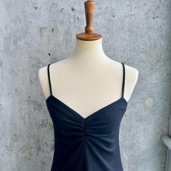 Vince Black Wool Blend Slip Dress Small A-Line Spaghetti Strap Minimalist Goth - Picture 2 of 12